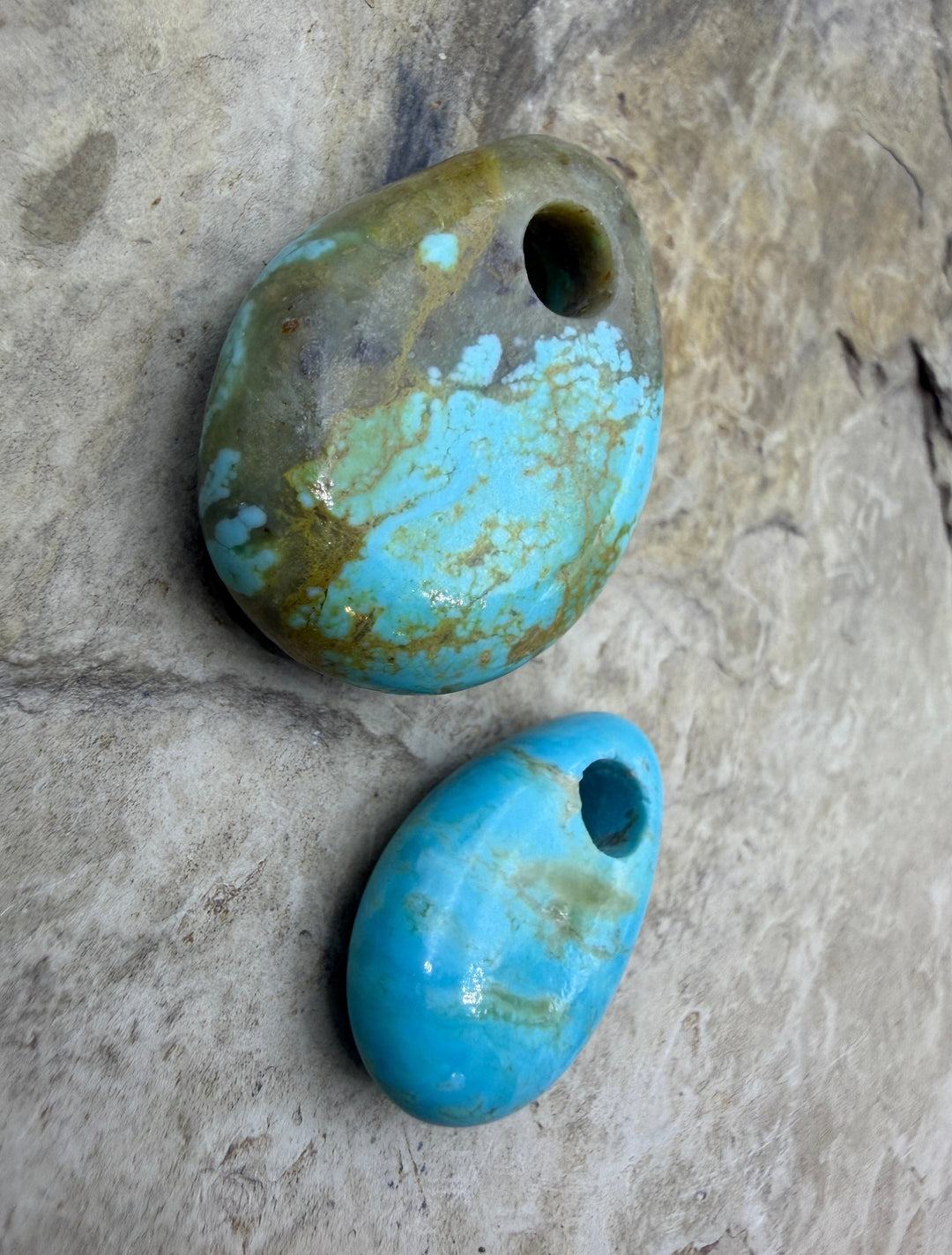 FRIDAY BARGAIN LOT of 2 Kingman Turquoise (Large Hole)
