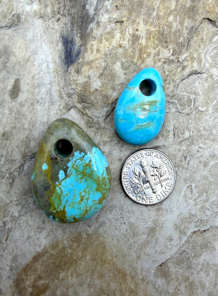 FRIDAY BARGAIN LOT of 2 Kingman Turquoise (Large Hole)