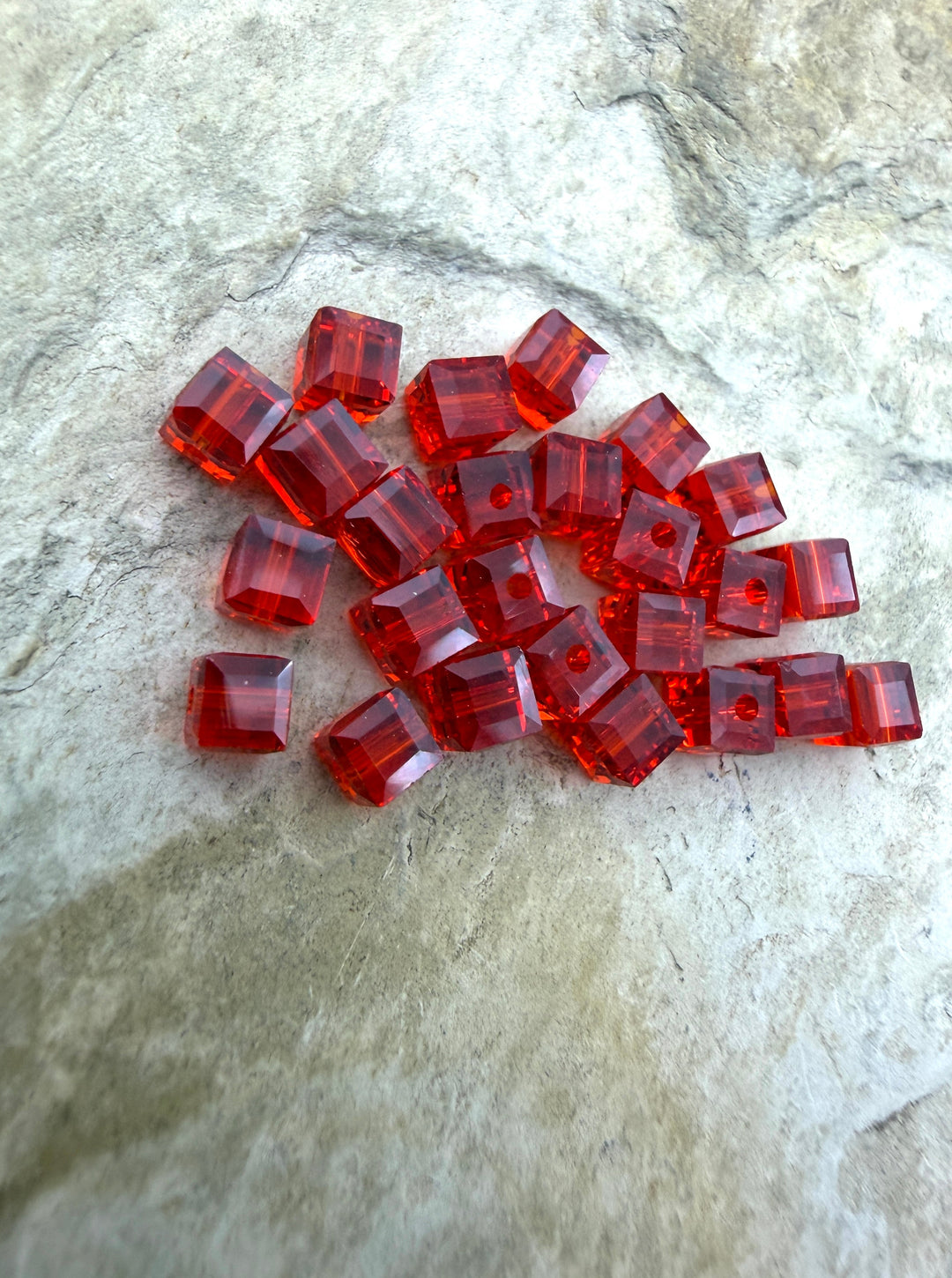 FRIDAY BARGAIN LOT of 24 Red Swarovski Crystal 4mm Cube