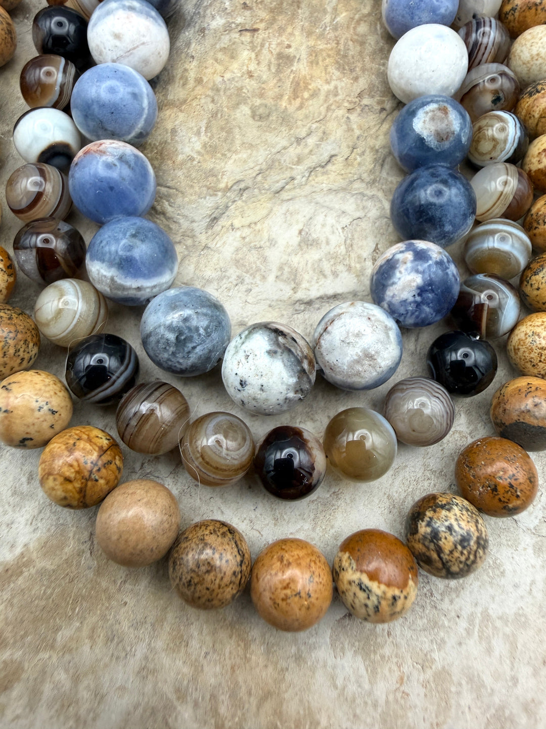 FRIDAY BARGAIN LOT of 3 Bead Strands Banded Agate Picture