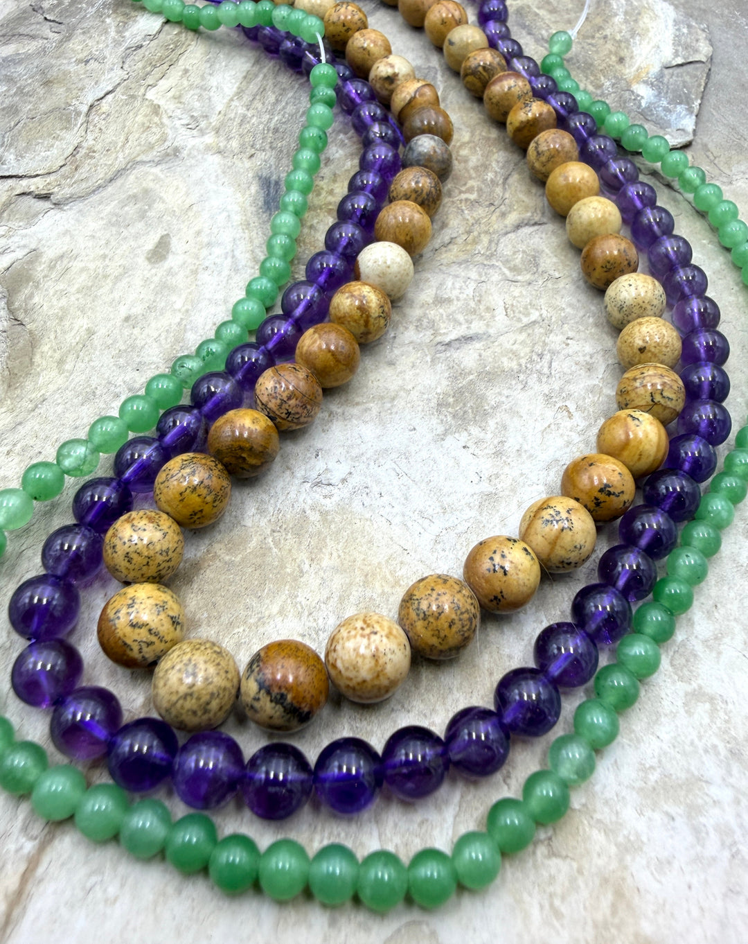 FRIDAY BARGAIN LOT of 3 Full Bead Strands Amethyst Green