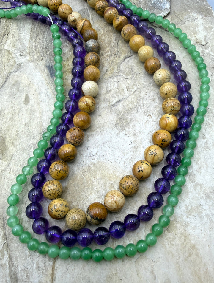 FRIDAY BARGAIN LOT of 3 Full Bead Strands Amethyst Green