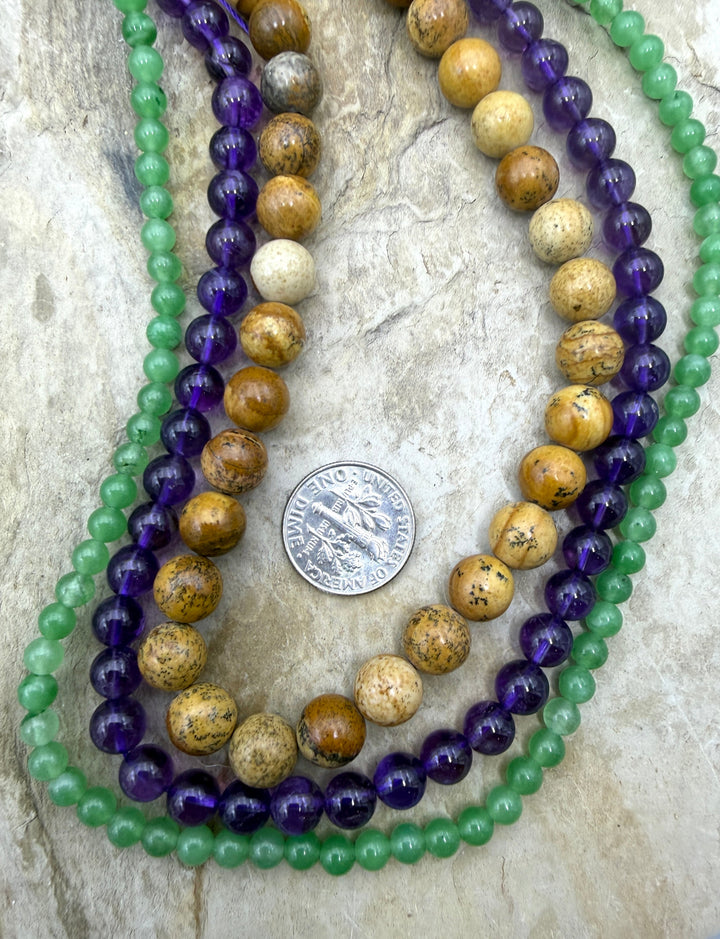 FRIDAY BARGAIN LOT of 3 Full Bead Strands Amethyst Green