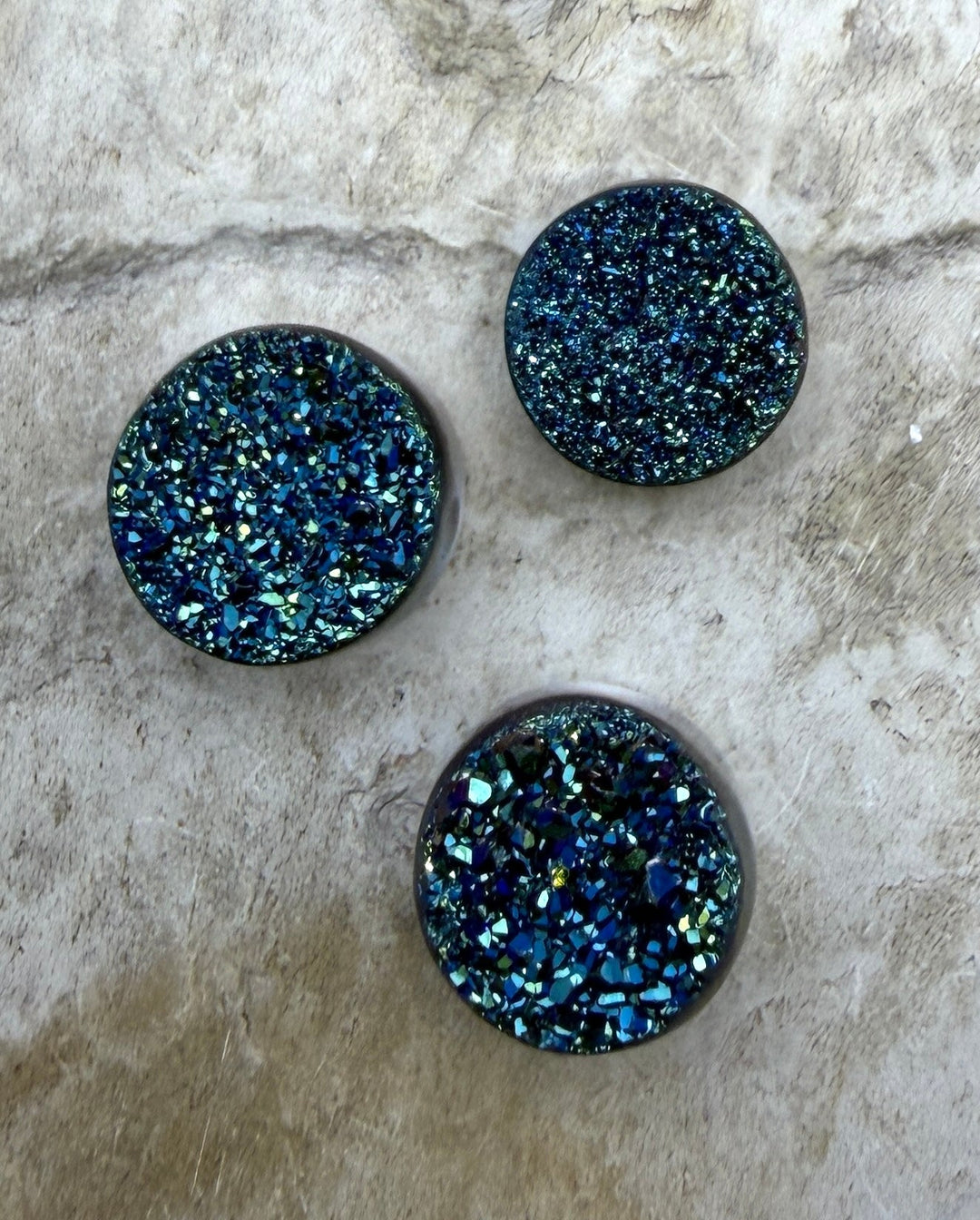 FRIDAY BARGAIN LOT of 3 High End Titanium Coated Druzy