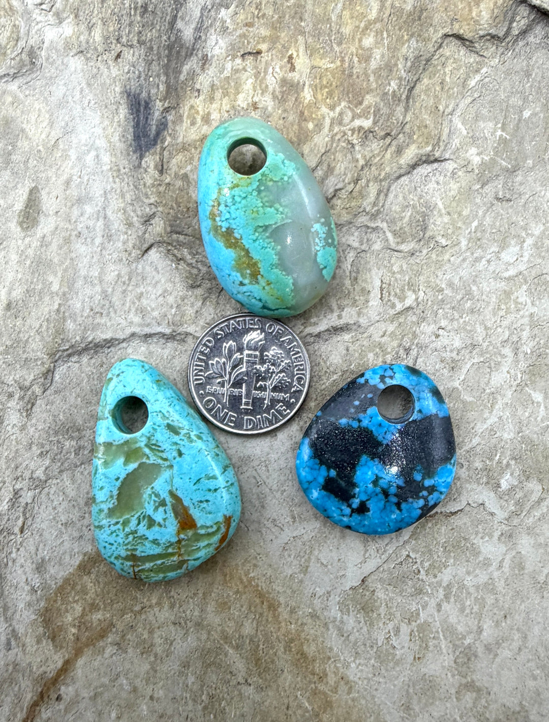 FRIDAY BARGAIN LOT of 3 Kingman Turquoise Pendants