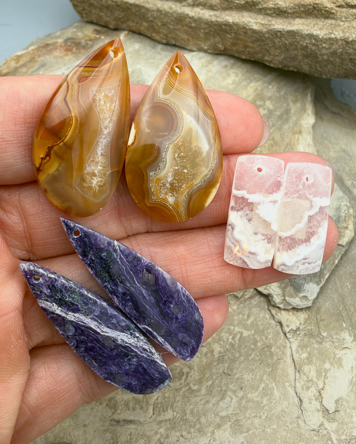 FRIDAY BARGAIN LOT of 3 Matching Earring Slab Bead Pairs