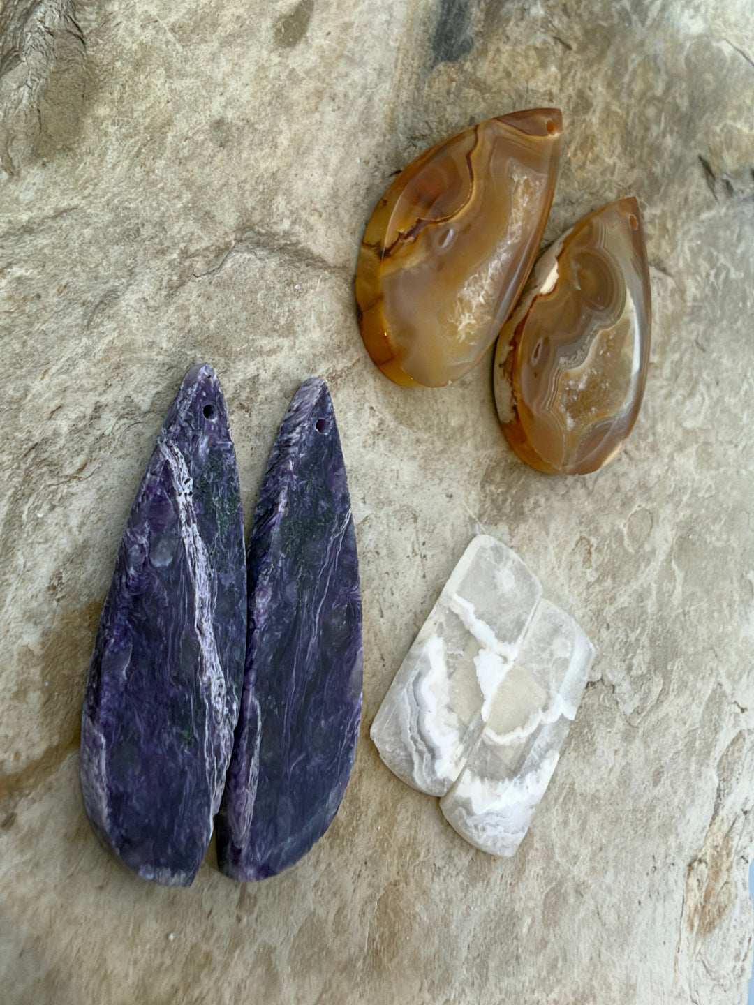 FRIDAY BARGAIN LOT of 3 Matching Earring Slab Bead Pairs
