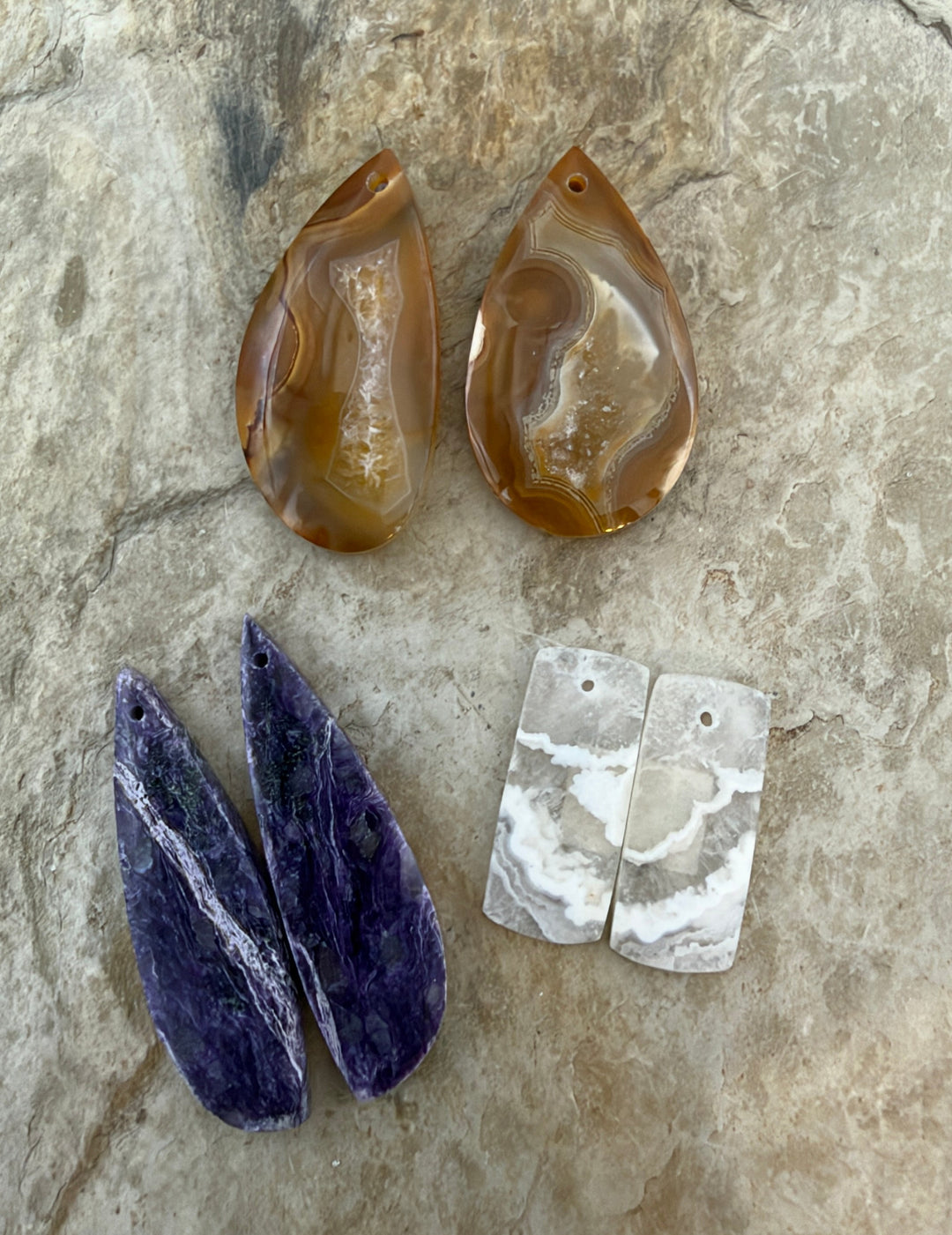 FRIDAY BARGAIN LOT of 3 Matching Earring Slab Bead Pairs