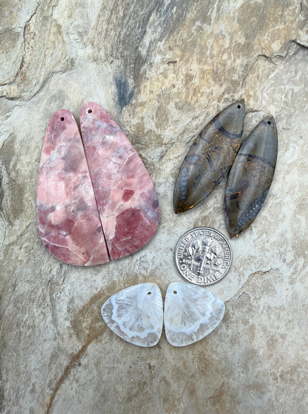 FRIDAY BARGAIN LOT of 3 Matching Earring Slab Bead Pairs