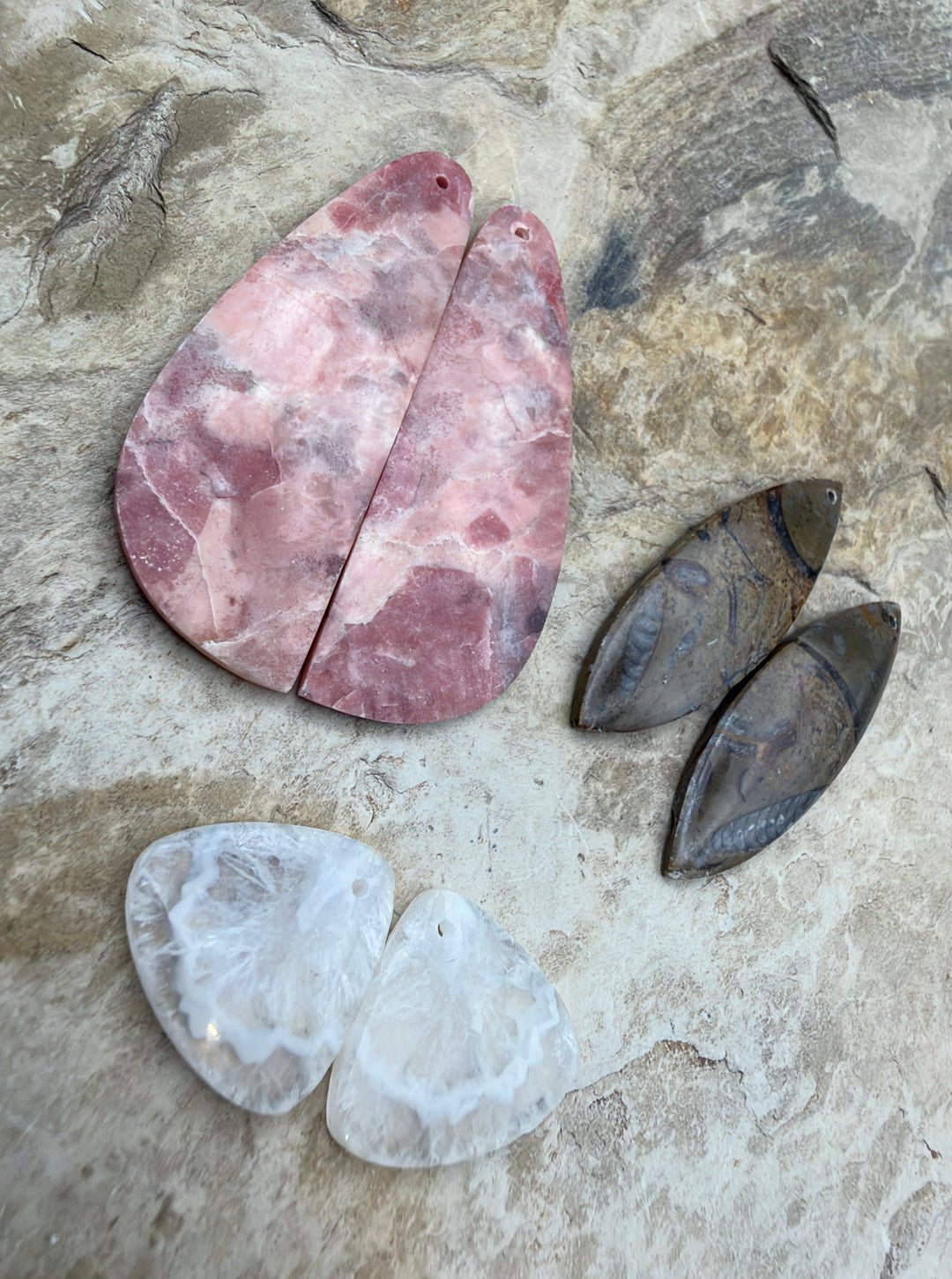 FRIDAY BARGAIN LOT of 3 Matching Earring Slab Bead Pairs