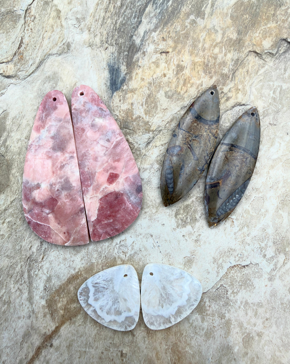 FRIDAY BARGAIN LOT of 3 Matching Earring Slab Bead Pairs
