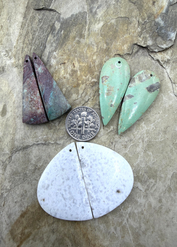 FRIDAY BARGAIN LOT of 3 Matching Earring Slab Bead Pairs