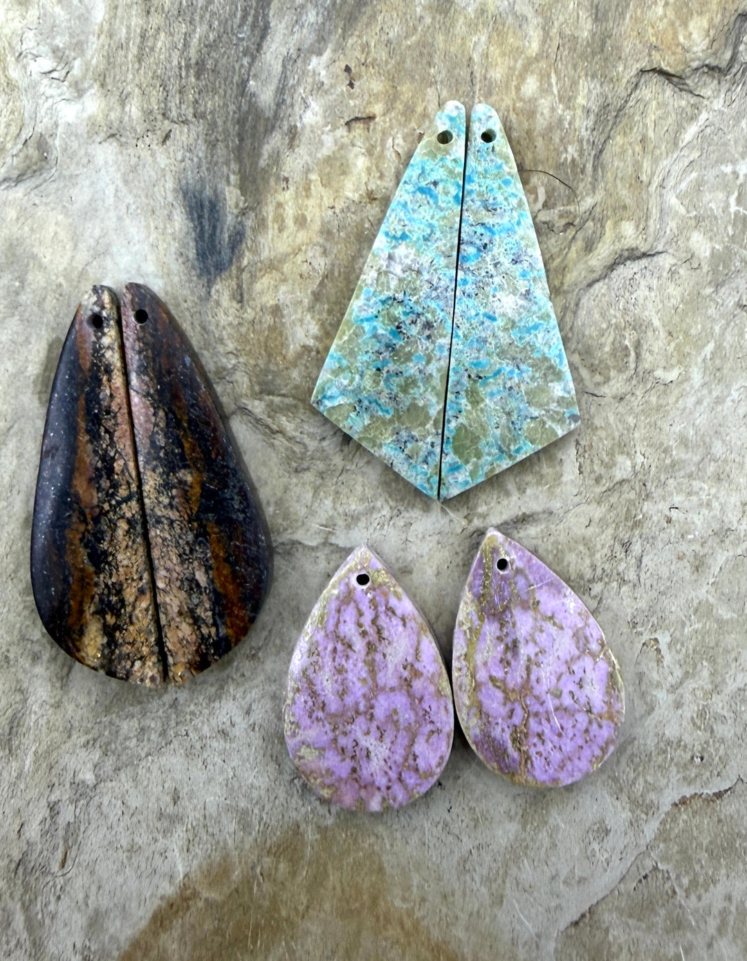 FRIDAY BARGAIN LOT of 3 Matching Earring Slab Bead Pairs