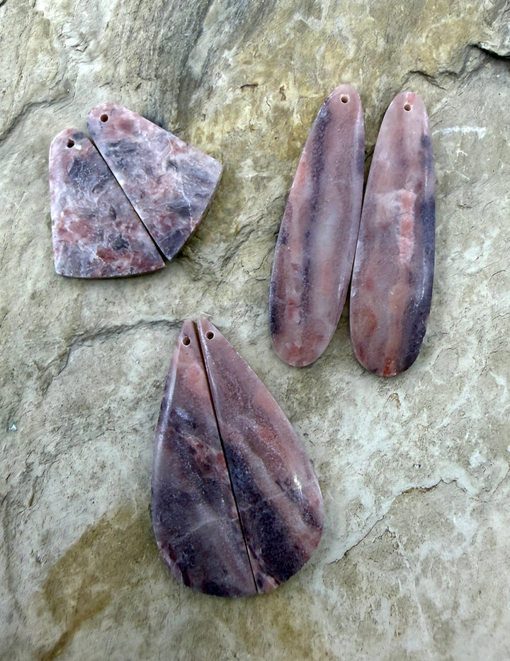FRIDAY BARGAIN LOT of 4 Pink Stromatolite Earring Slab bead