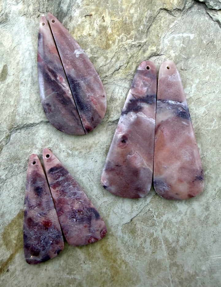 FRIDAY BARGAIN LOT of 2 Pink Stromatolite Earring Slab bead