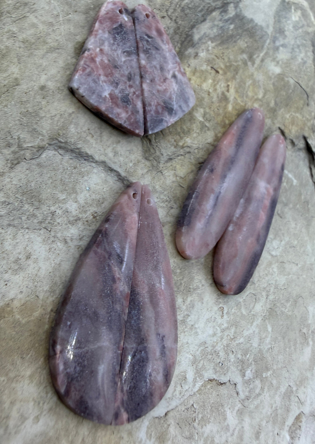 FRIDAY BARGAIN LOT of 4 Pink Stromatolite Earring Slab bead