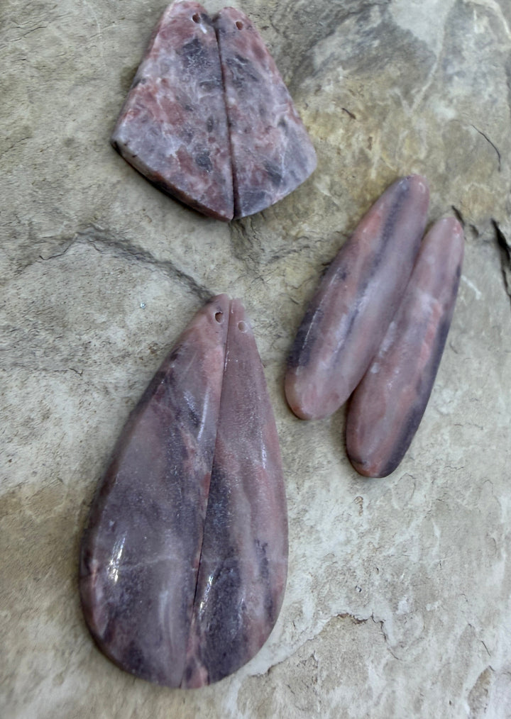 FRIDAY BARGAIN LOT of 4 Pink Stromatolite Earring Slab bead