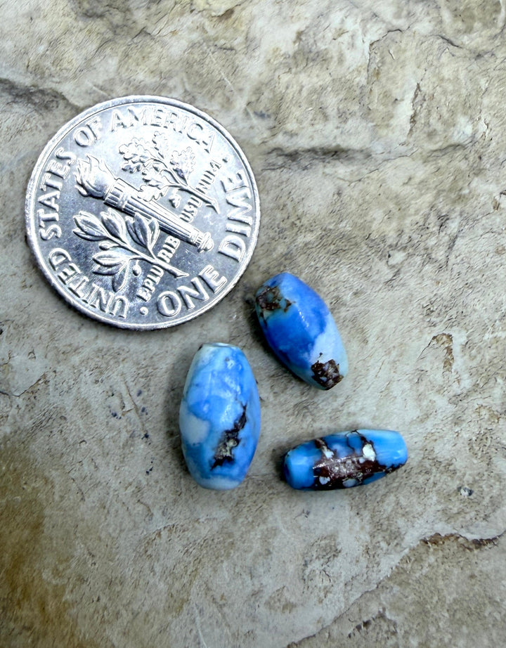 FRIDAY BARGAIN LOT OF 3 RARE Golden Hills Turquoise Rice