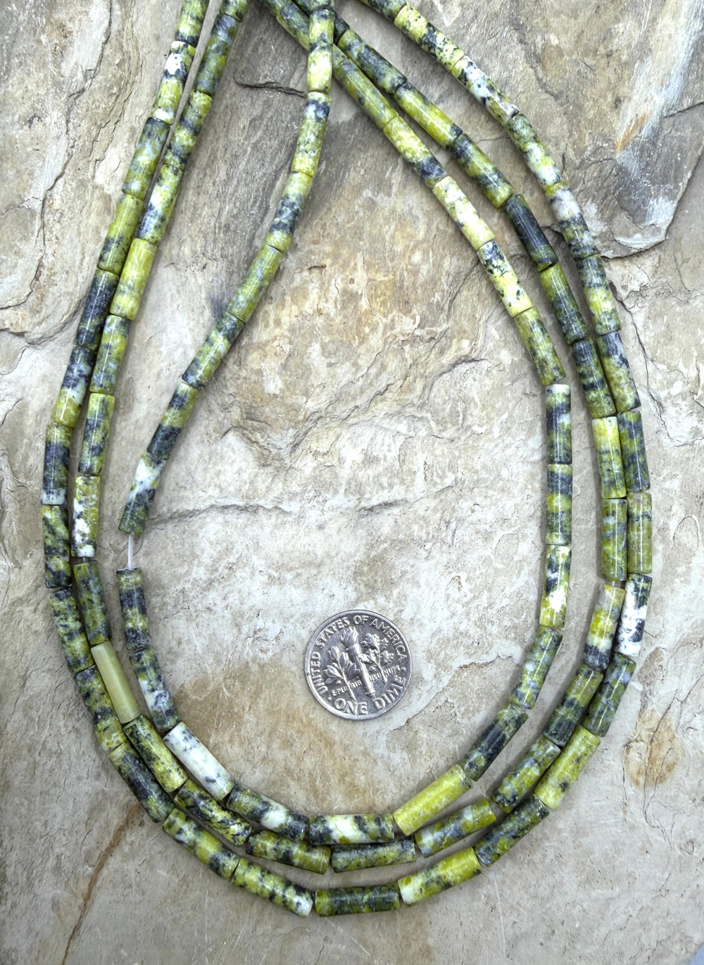 FRIDAY BARGAIN LOT of 3 Strands of Yellow Serpentine 4x13mm