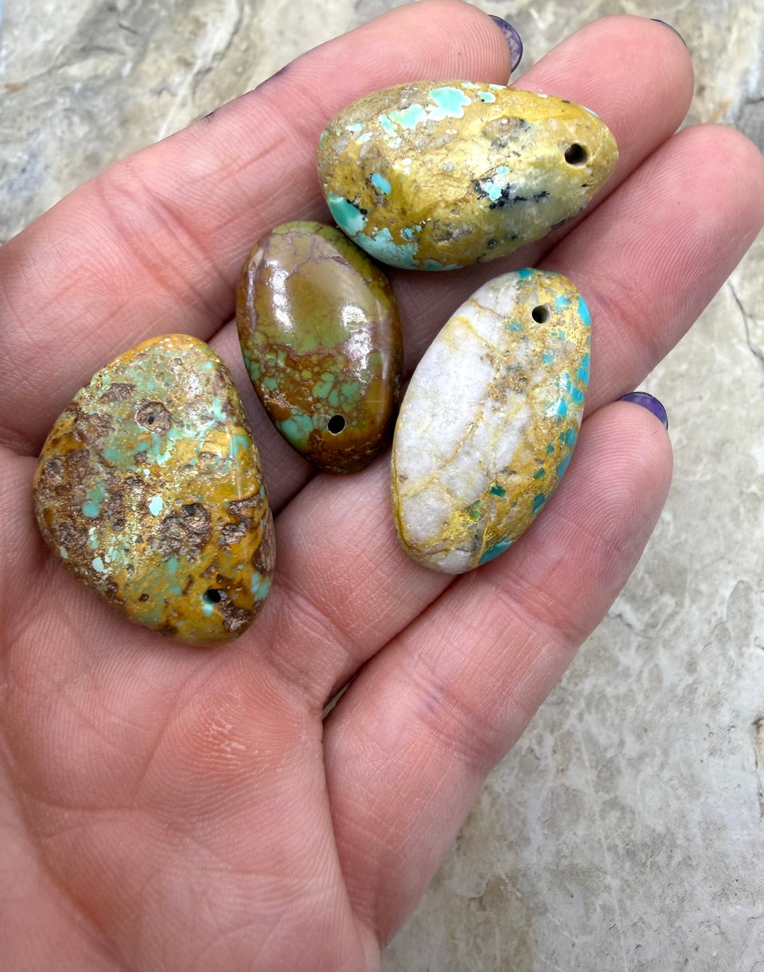 FRIDAY BARGAIN LOT of 4 BIG Royston Turquoise Beads