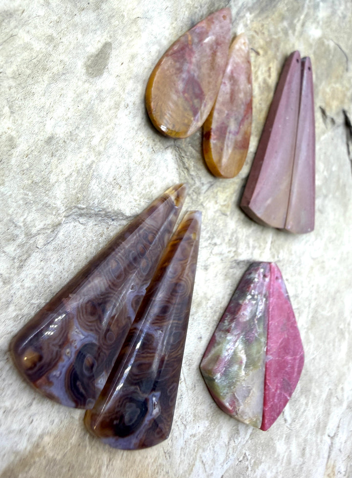 FRIDAY BARGAIN LOT of 4 Matching Earring Slab Bead Pairs