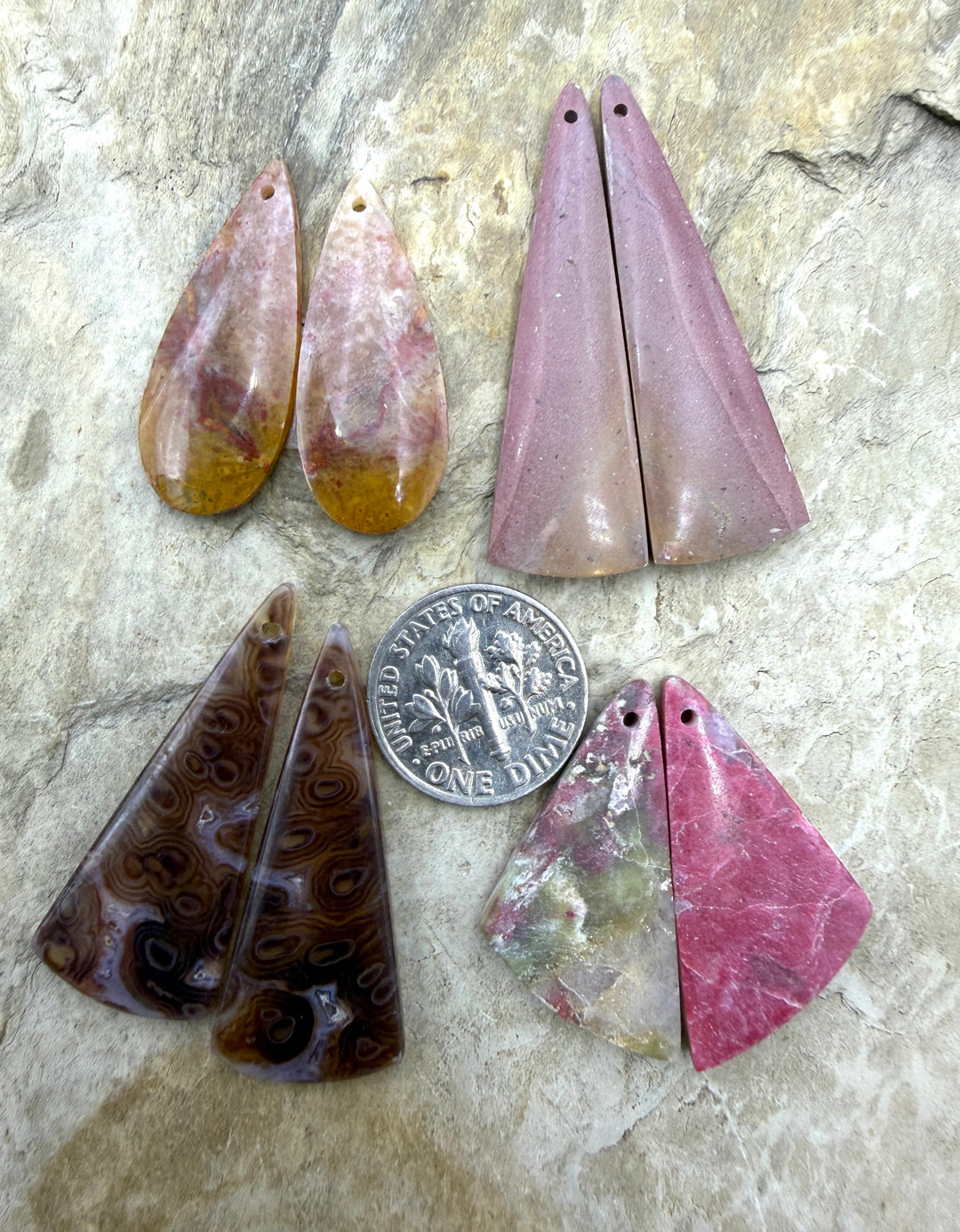 FRIDAY BARGAIN LOT of 4 Matching Earring Slab Bead Pairs