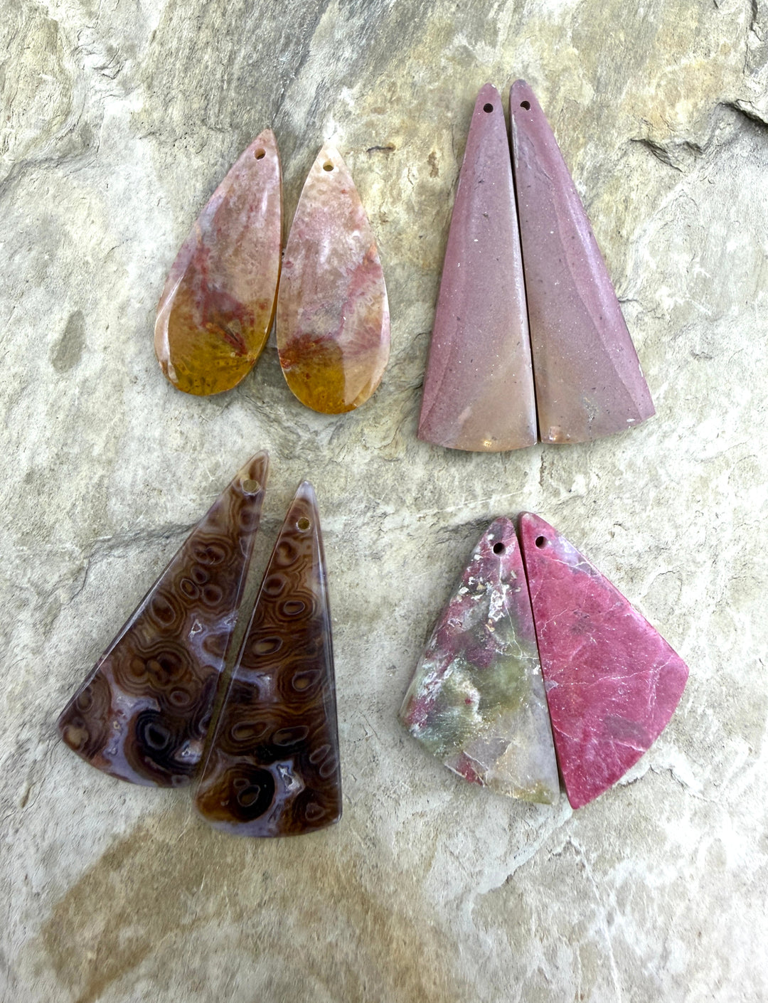 FRIDAY BARGAIN LOT of 4 Matching Earring Slab Bead Pairs