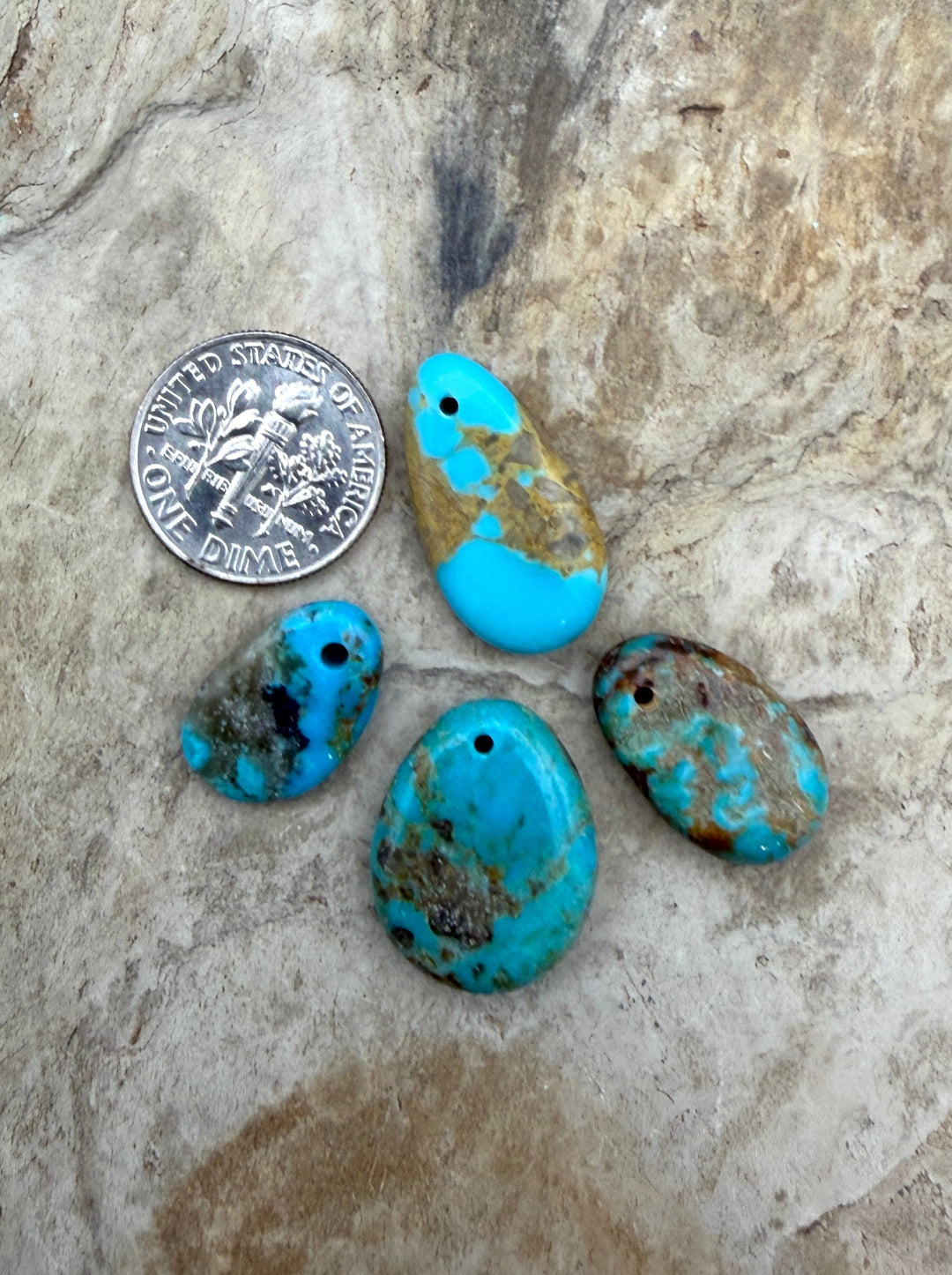 FRIDAY BARGAIN LOT of 4 Small Kingman Turquoise (Arizona)