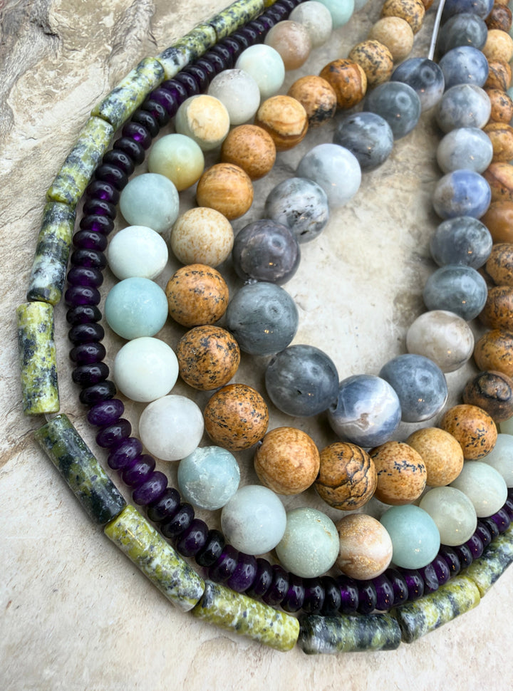 FRIDAY BARGAIN LOT of 5 Bead Strands Picture Jasper