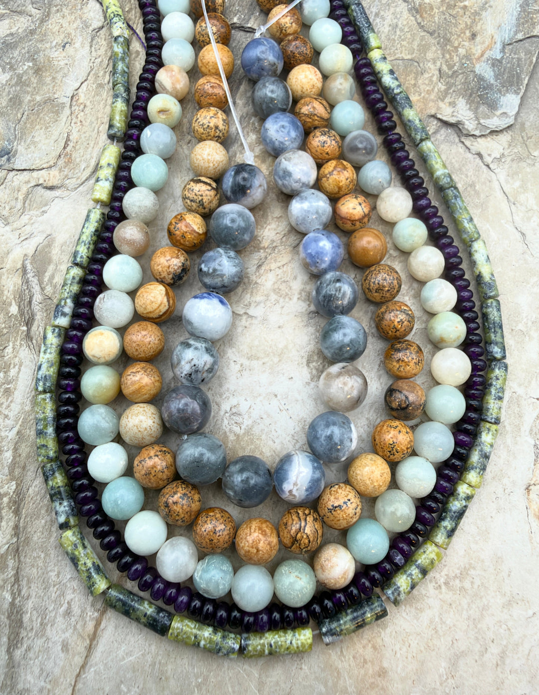 FRIDAY BARGAIN LOT of 5 Bead Strands Picture Jasper