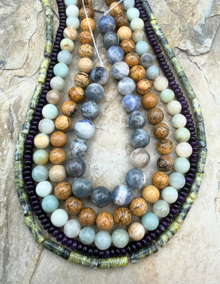 FRIDAY BARGAIN LOT of 5 Bead Strands Picture Jasper