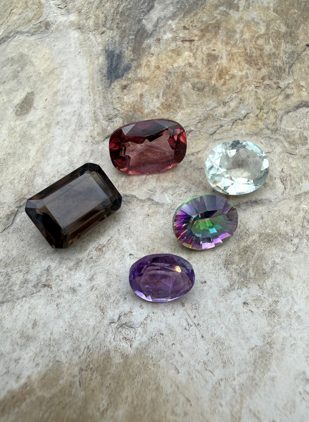 FRIDAY BARGAIN LOT of 5 Faceted Gemstones Mystic Topaz