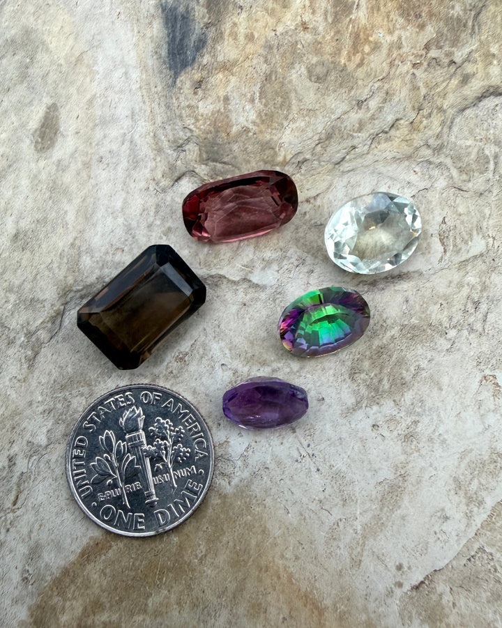 FRIDAY BARGAIN LOT of 5 Faceted Gemstones Mystic Topaz