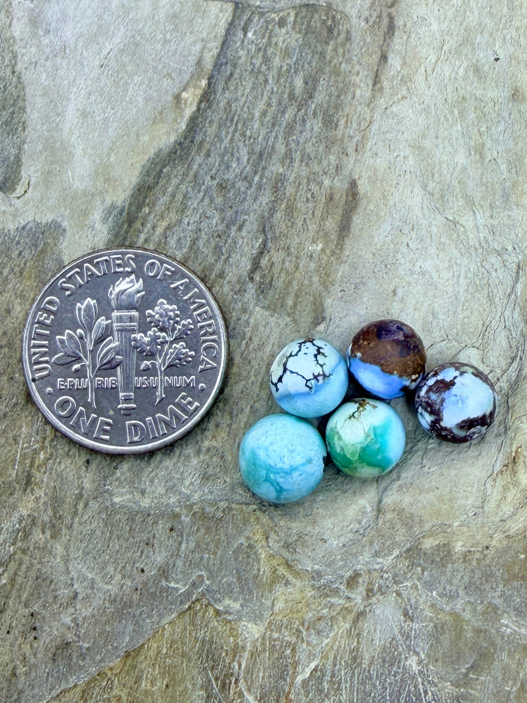 FRIDAY BARGAIN LOT of 5 Golden Hills Turquoise Round Beads