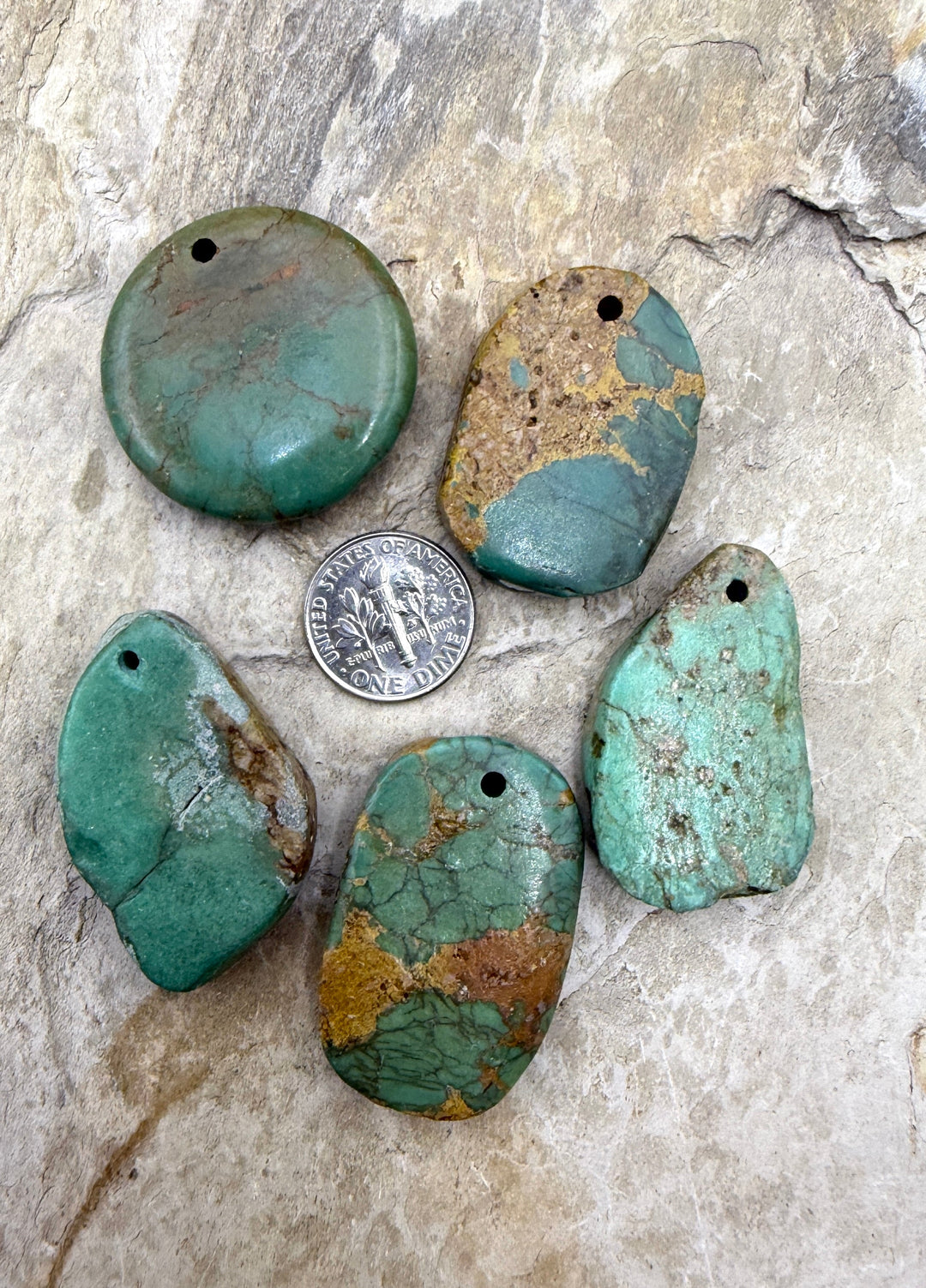 FRIDAY BARGAIN LOT of 5 Hubei Turquoise Focal Pendants