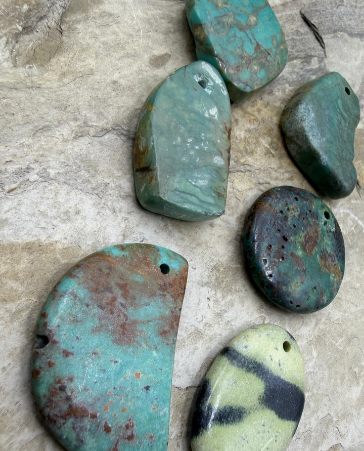 FRIDAY BARGAIN LOT of 6 Hubei Turquoise Focal Pendants