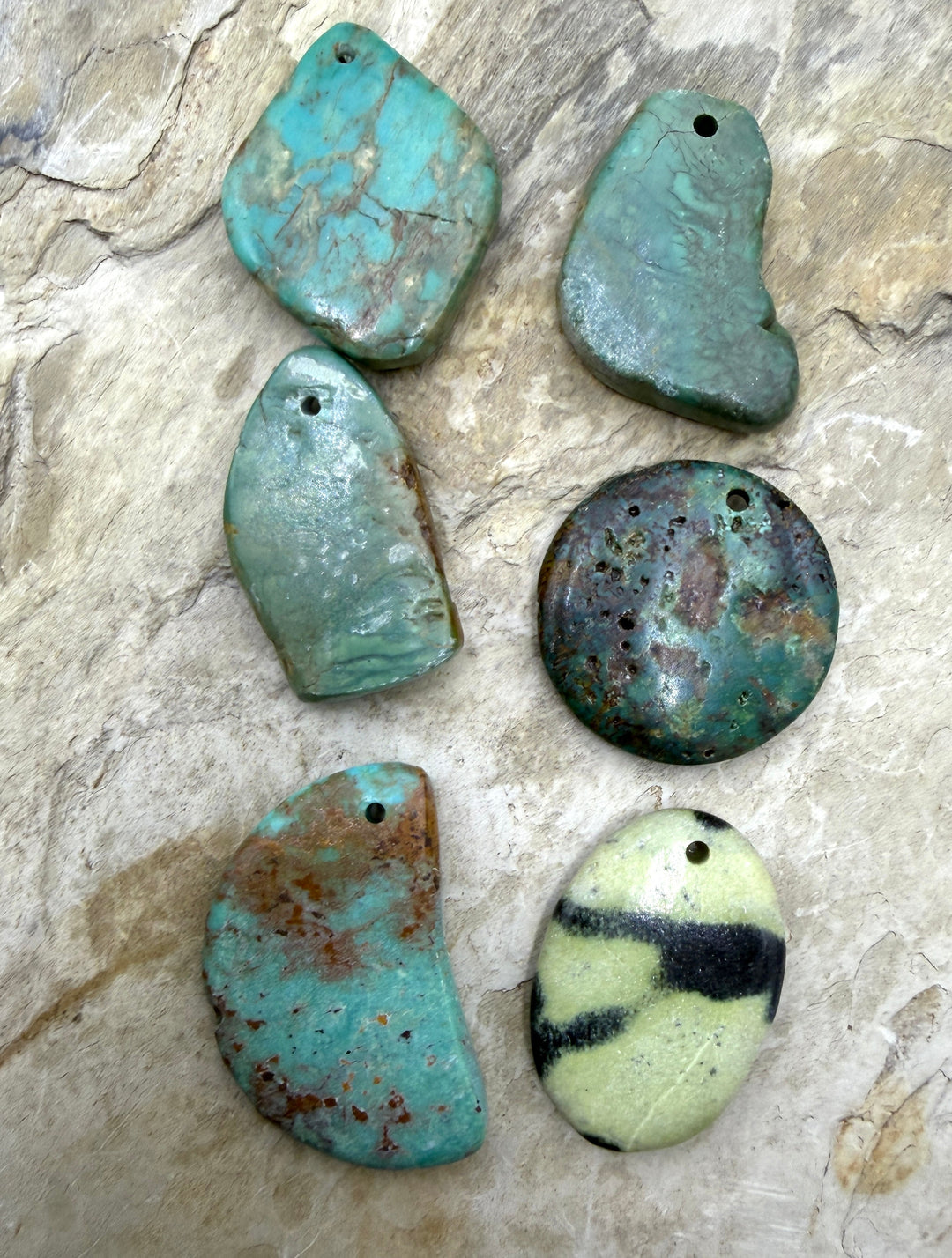 FRIDAY BARGAIN LOT of 6 Hubei Turquoise Focal Pendants