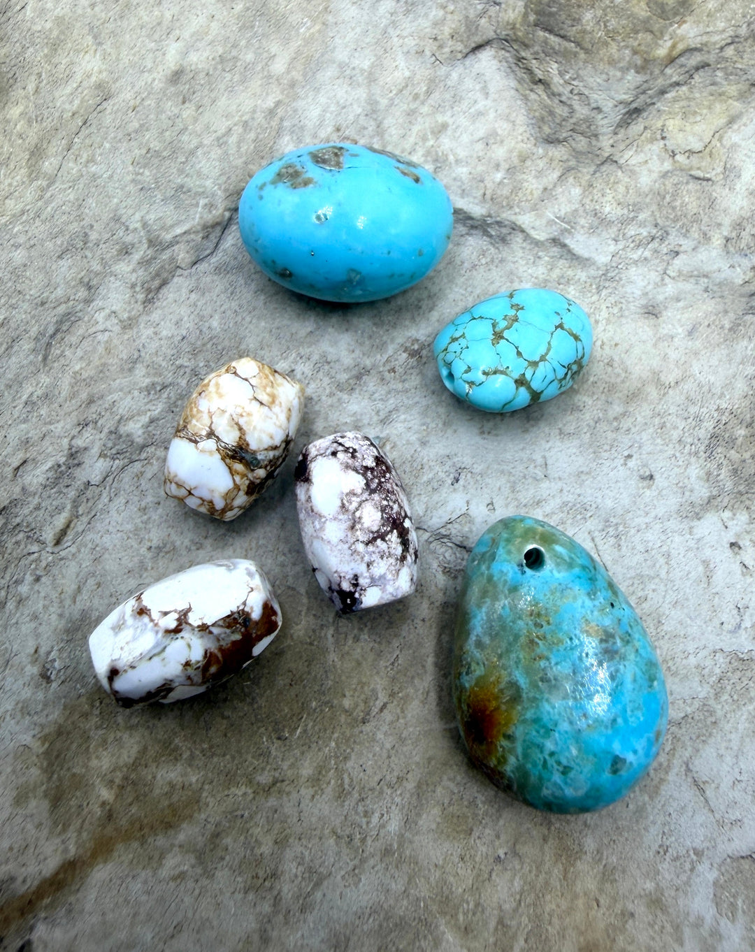 FRIDAY BARGAIN LOT of 6 Loose Kingman Turquoise and Wild