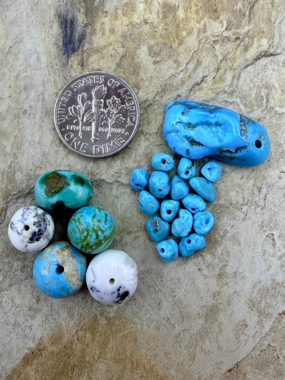 FRIDAY BARGAIN LOT of 7 Mixed Turquoise and White Buffalo