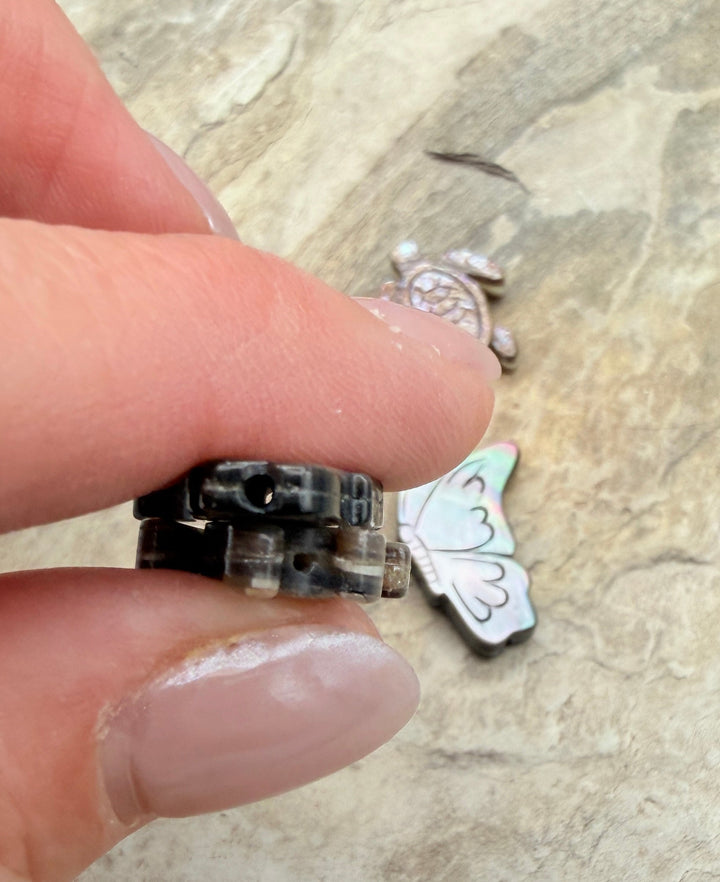 FRIDAY BARGAIN LOT of Two Mother Of Pearl Carved Bead Pairs
