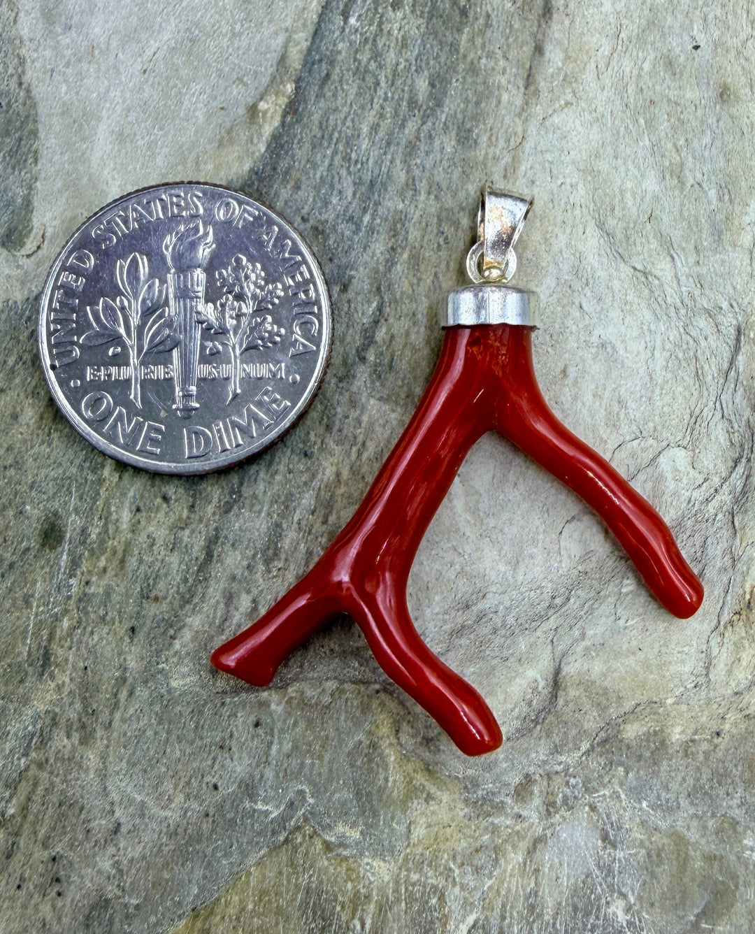 FRIDAY BARGAIN Mediterranean Red Coral Branch Pendant