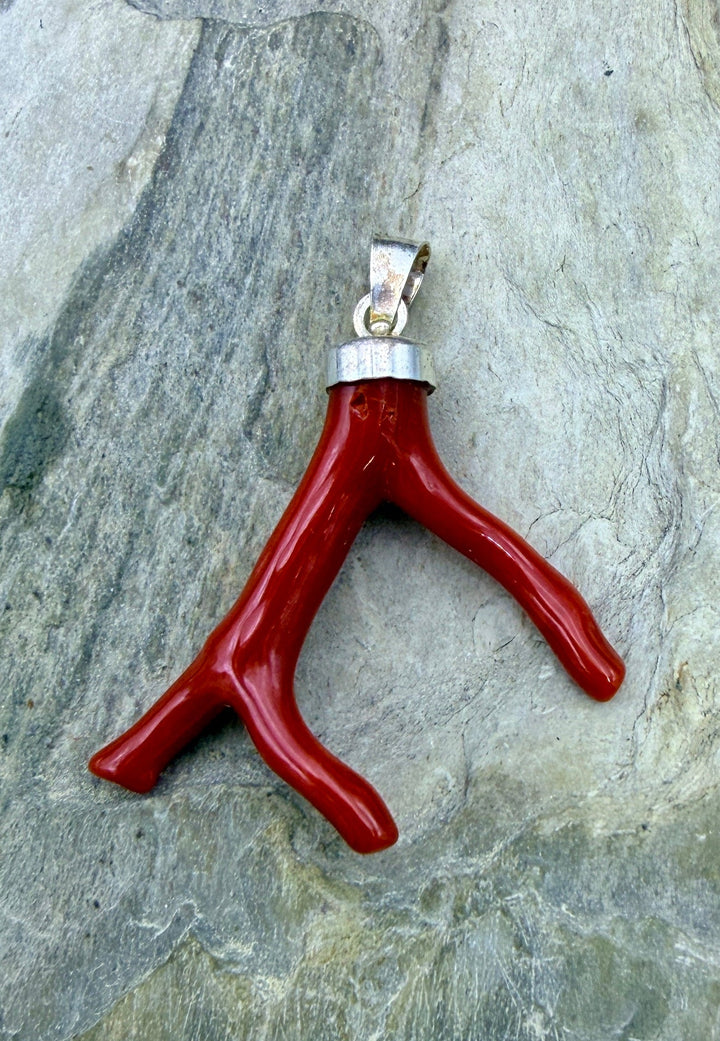 FRIDAY BARGAIN Mediterranean Red Coral Branch Pendant