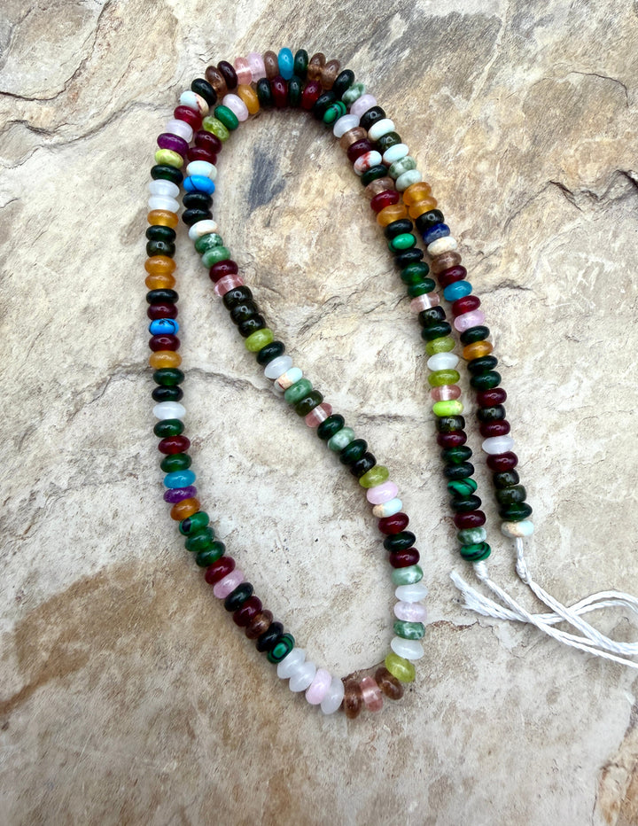 FRIDAY BARGAIN Mixed Stone Rondelle Beads 5mm ONE 15 Inch