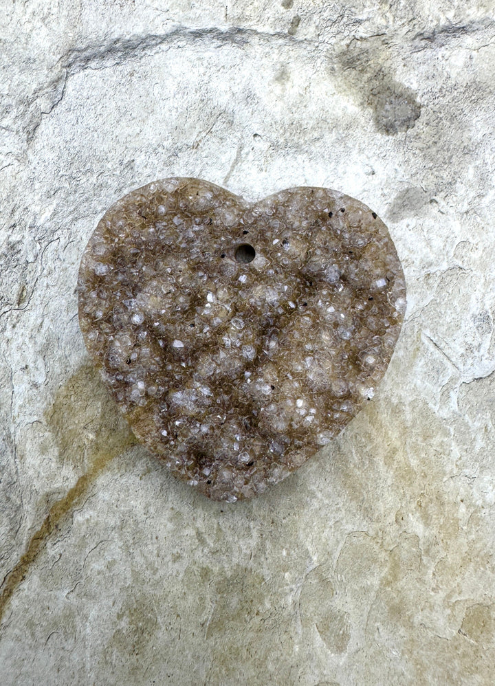 Natural Amethyst Druzy Heart SHAPED Focal Pendant 30X32mm