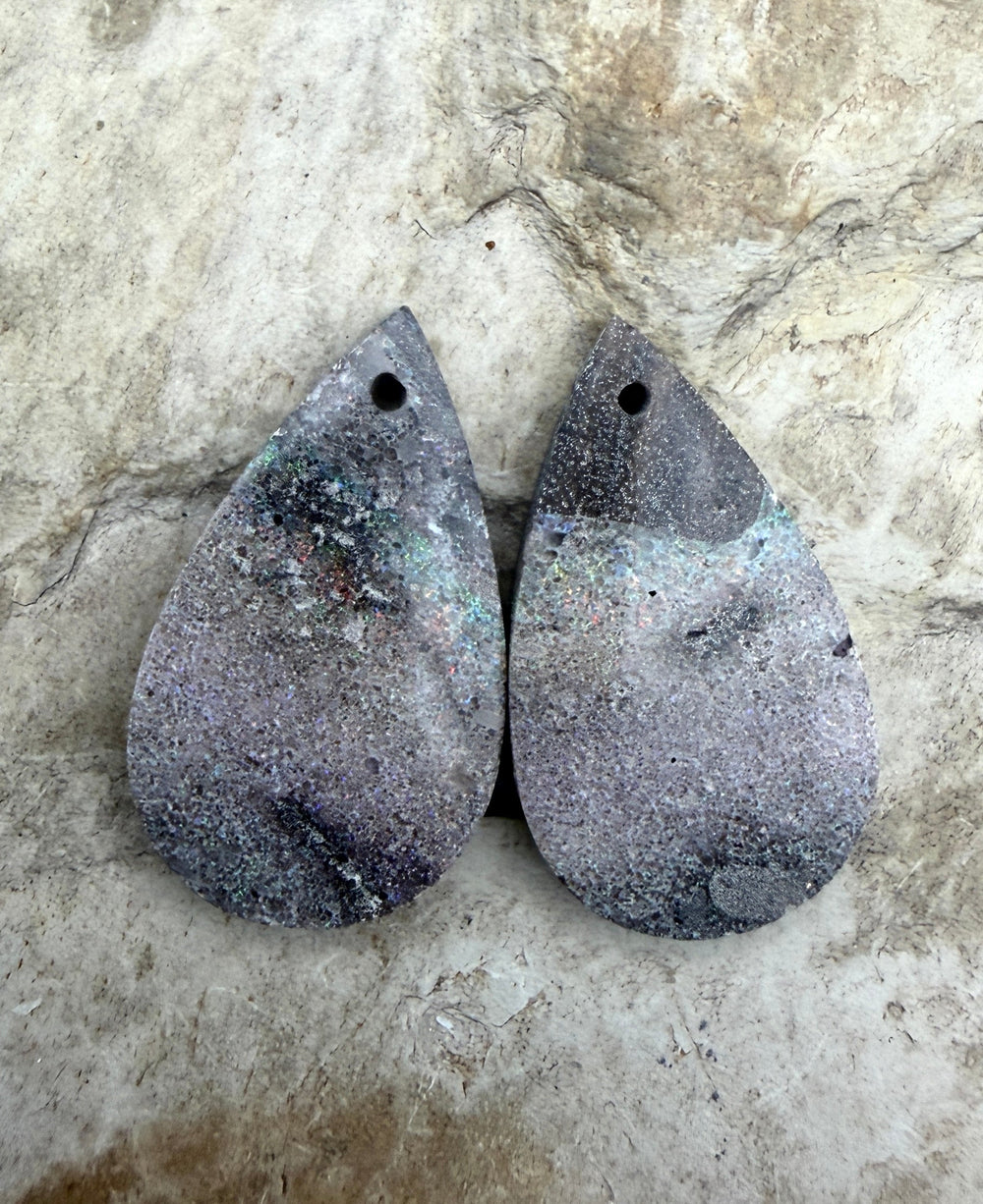 FRIDAY BARGAIN Opal Earring Slab Bead Pair 15x26mm - Blue