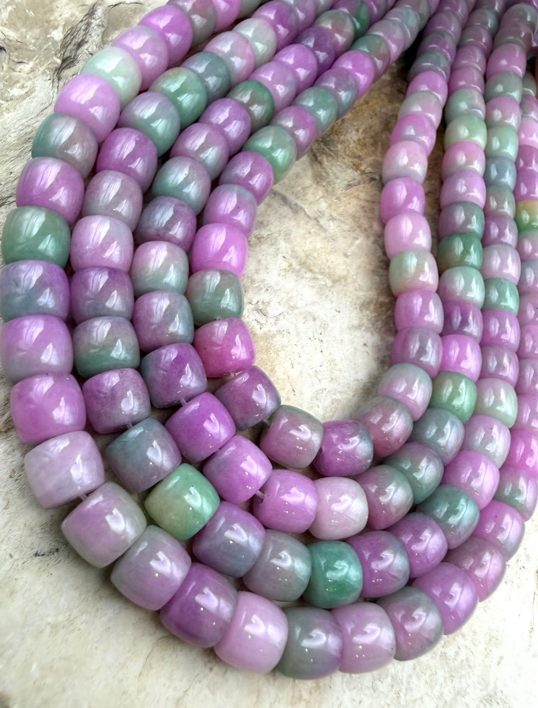 FRIDAY BARGAIN Watermelon Jade (Dyed) Pueblo Beads 8x7mm