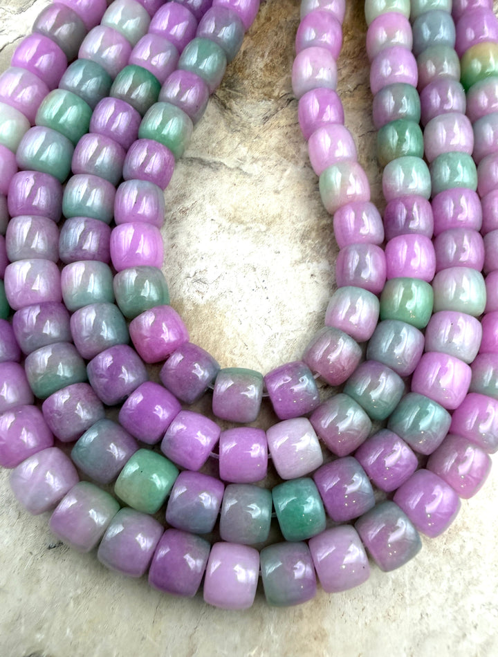 FRIDAY BARGAIN Watermelon Jade (Dyed) Pueblo Beads 8x7mm