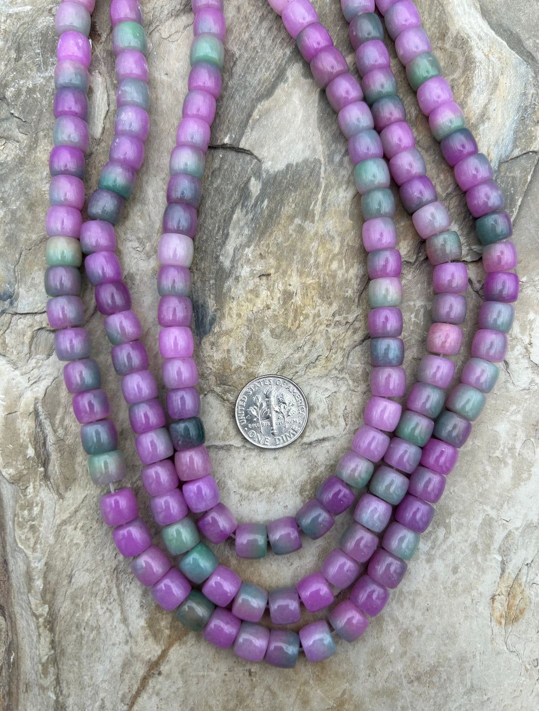 FRIDAY BARGAIN Watermelon Jade (Dyed) Pueblo Shape Bead 7mm