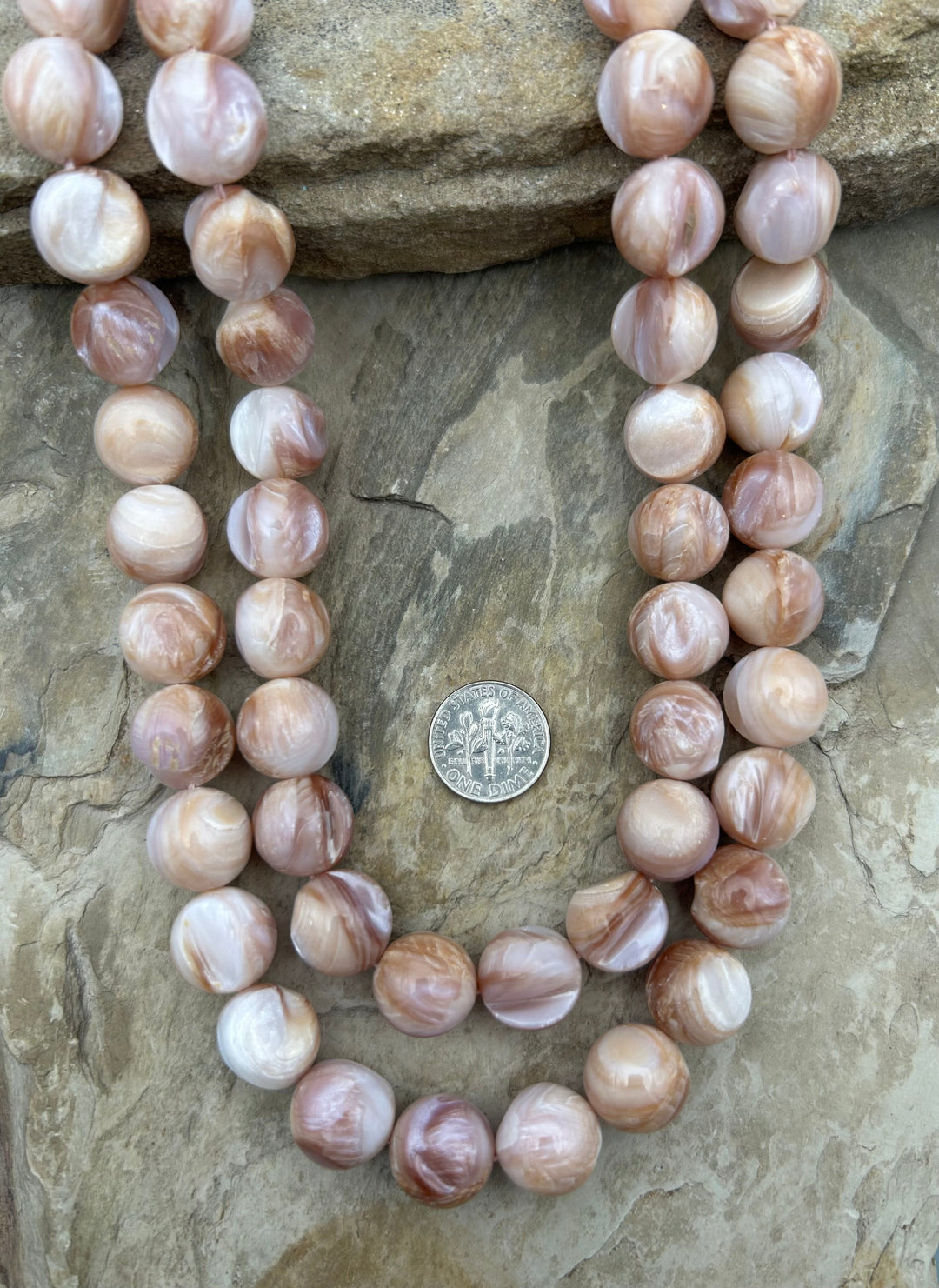 FRIDAY BARGIN Mother of Pearl Round Beads 14mm 16 inch