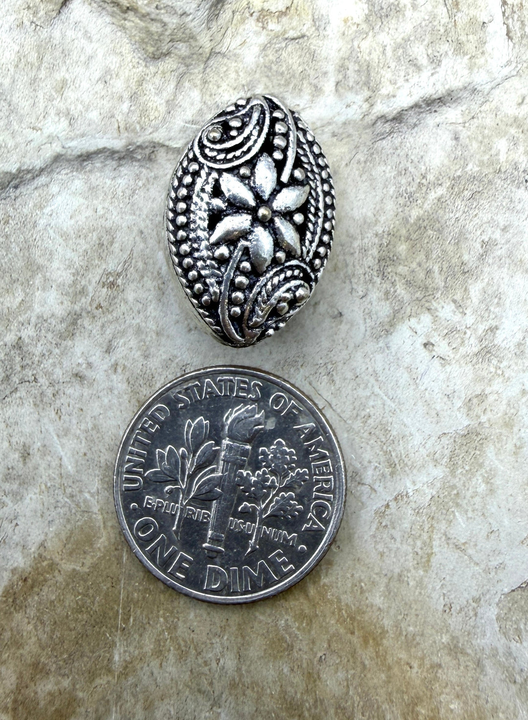 FRIDAY ESTATE FIND Oxidized Sterling Silver BIG Bead